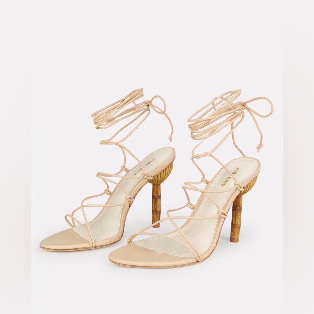 Cult Gaia Beige/Nude Soleil Bamboo Heel Sandals